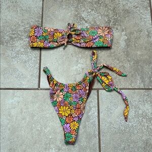 Roxy Floral Bikini - Green, Purple, Yellow